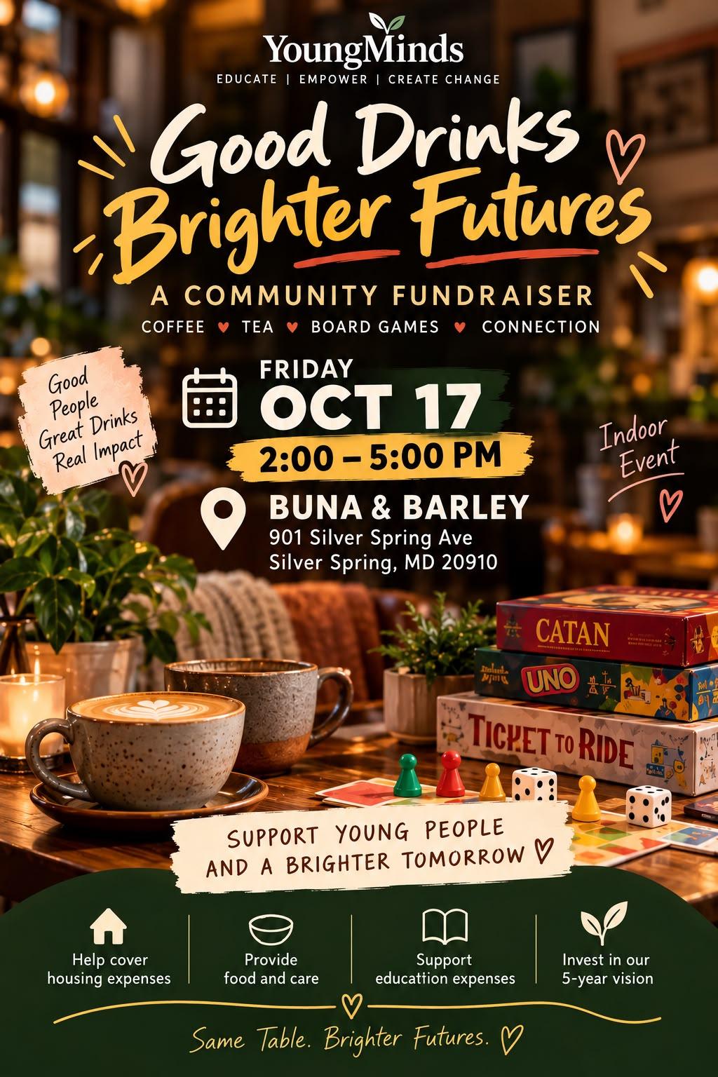 Good Drinks, Brighter Futures event flyer